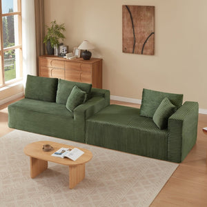 English Elm L-Shaped Cloud Sectional Corduroy Modular Sofa Deep Seat Lounge for Any Living Space W2339P417910