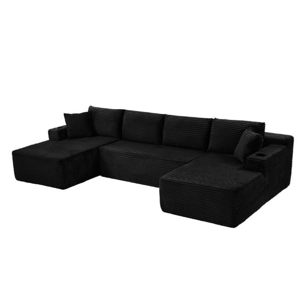 English Elm Chenille Modular U-Shaped Sectional with Pocket Spring Support for Spacious Living Rooms W2339P426674