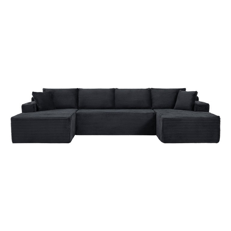 English Elm Chenille Modular U-Shaped Sectional Sofa Plush Cloud Comfort for Modern Living Rooms W2339P426681