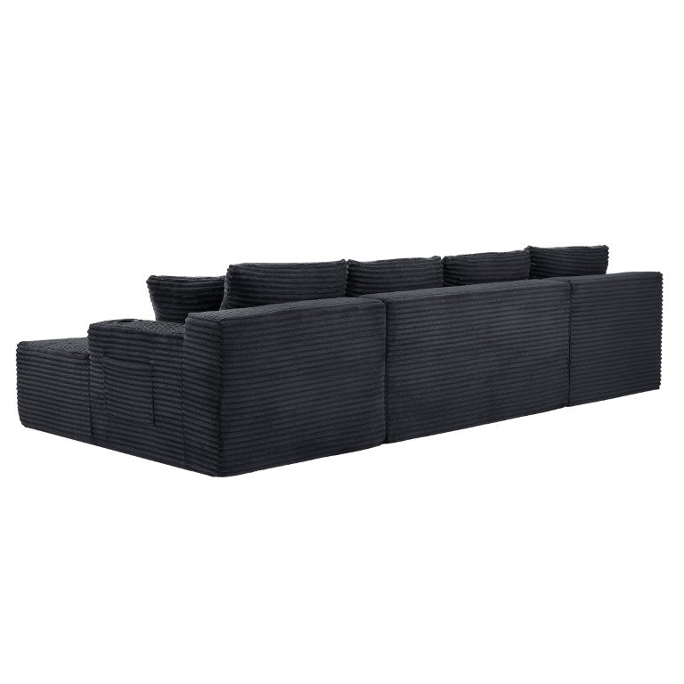English Elm Chenille Modular U-Shaped Sectional Sofa Plush Cloud Comfort for Modern Living Rooms W2339P426681