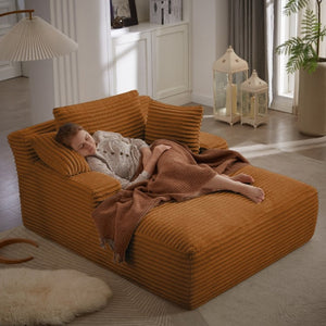 English Elm Oversized Corduroy Chaise Lounge with Pocket Spring Support for Living Room or Office Orange W2339P442129