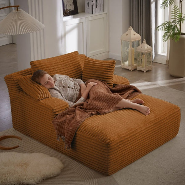English Elm Oversized Corduroy Chaise Lounge with Pocket Spring Support for Living Room or Office Orange W2339P442129