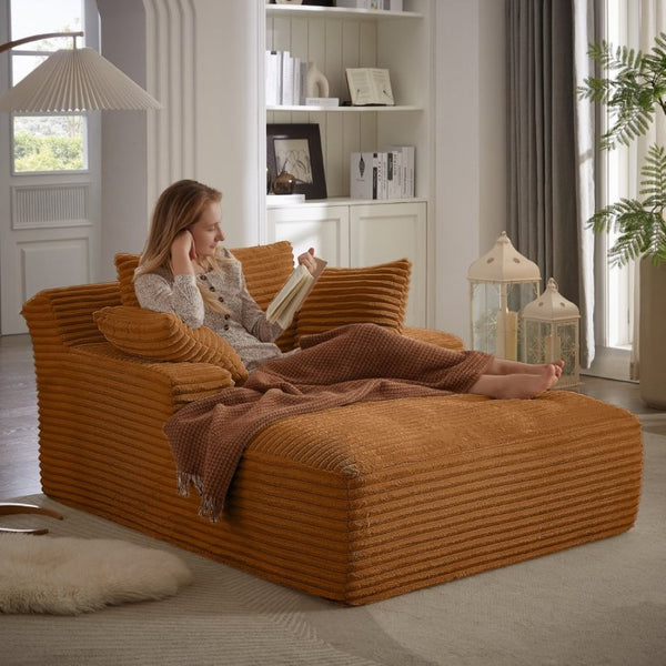 English Elm Oversized Corduroy Chaise Lounge with Pocket Spring Support for Living Room or Office Orange W2339P442129