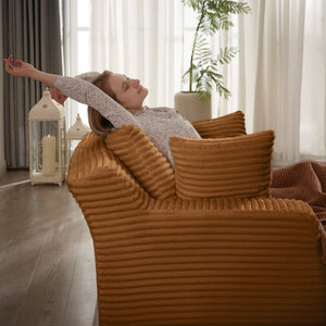 English Elm Oversized Corduroy Chaise Lounge with Pocket Spring Support for Living Room or Office Orange W2339P442129