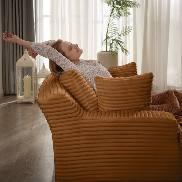 English Elm Oversized Corduroy Chaise Lounge with Pocket Spring Support for Living Room or Office Orange W2339P442129
