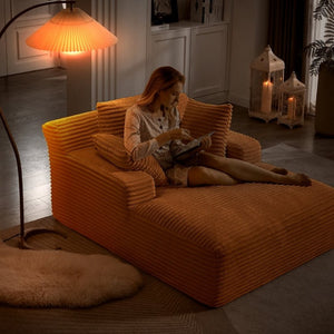 English Elm Oversized Corduroy Chaise Lounge with Pocket Spring Support for Living Room or Office Orange W2339P442129