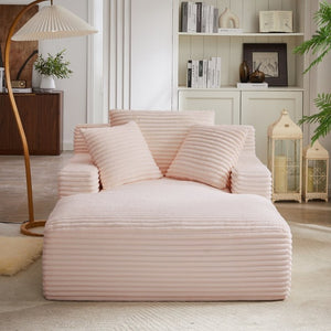 English Elm Oversized Corduroy Chaise Lounge with Pocket Spring Support for Living Room or Office Pink W2339P442149
