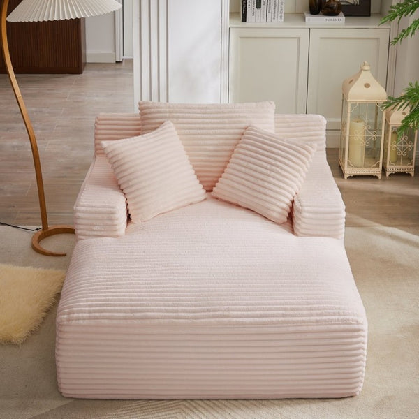 English Elm Oversized Corduroy Chaise Lounge with Pocket Spring Support for Living Room or Office Pink W2339P442149