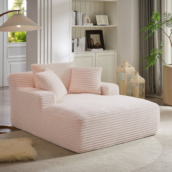 English Elm Oversized Corduroy Chaise Lounge with Pocket Spring Support for Living Room or Office Pink W2339P442149