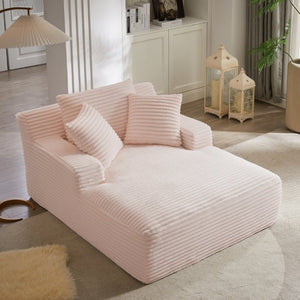 English Elm Oversized Corduroy Chaise Lounge with Pocket Spring Support for Living Room or Office Pink W2339P442149
