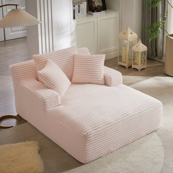 English Elm Oversized Corduroy Chaise Lounge with Pocket Spring Support for Living Room or Office Pink W2339P442149