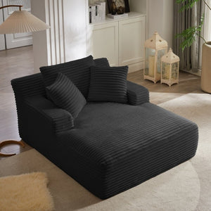English Elm Oversized Corduroy Chaise Lounge with Pocket Spring Support for Living Room or Office Black W2339P442152