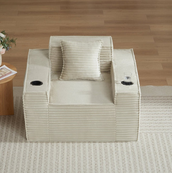 English Elm 1seater Corduroy Accent Sofa Pocket Spring Cloud Cushion Compact Apartment Chair Camel W2339P481743