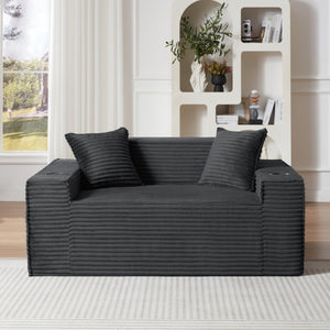 English Elm 2seater Corduroy Cloud Sofa No Assembly Compact Living Space Plush Two Person Couch Dark Gray W2339P481744