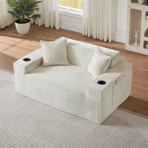 English Elm 2seater Corduroy Cloud Sofa No Assembly Compact Living Space Plush Two Person Couch White W2339P481745
