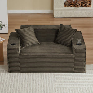 English Elm 2seater Corduroy Cloud Sofa No Assembly Plush Compact Living Room Apartment Couch Brown W2339P481748
