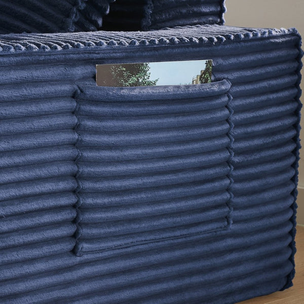 English Elm 3seater Corduroy Cloud Sofa Pocket Spring Boneless Frame for Apartments and Offices Blue W2339P481753