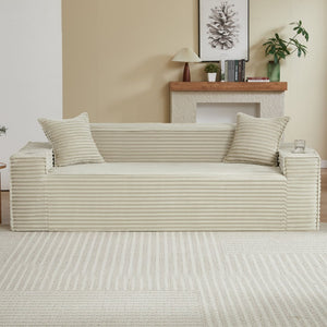 English Elm 3seater Corduroy Cloud Sofa Pocket Spring Boneless Frame for Apartments and Offices Camel W2339P481755