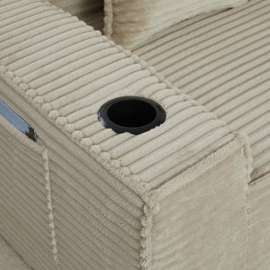 English Elm 3seater Corduroy Cloud Sofa Pocket Spring Boneless Frame for Apartments and Offices Camel W2339P481755