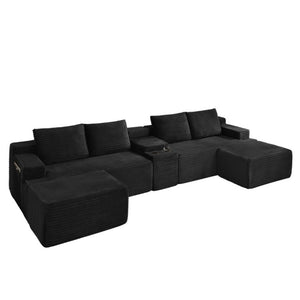 English Elm Modern Corduroy Swivel Chair Round Upholstered Accent Seat with Lumbar Pillow Support W2339P493629