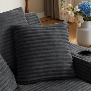 English Elm Oversized Corduroy Chaise Lounge Sofa Ready to Use Pocket Spring Living Room Sleeper Dark Grey W2339P502169