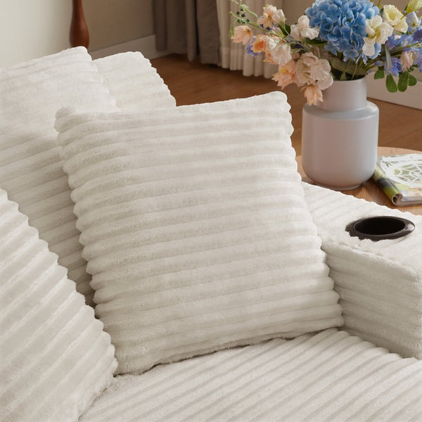 English Elm Oversized Corduroy Chaise Lounge Sofa Ready to Use Pocket Spring Living Room Sleeper White W2339P502175