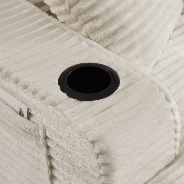 English Elm Oversized Corduroy Chaise Lounge Sofa Ready to Use Pocket Spring Living Room Sleeper White W2339P502175