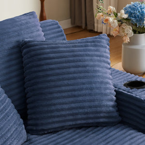 English Elm Oversized Corduroy Chaise Lounge Sofa Ready to Use Pocket Spring Living Room Sleeper Blue W2339P502178