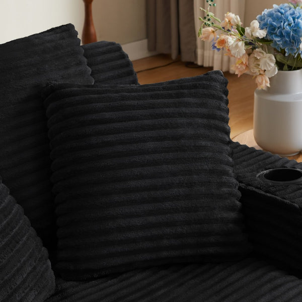 English Elm Oversized Corduroy Chaise Lounge Sofa Ready to Use Pocket Spring Living Room Sleeper Black W2339P502183