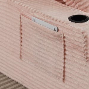 English Elm Oversized Corduroy Chaise Lounge Sofa Ready to Use Pocket Spring Living Room Sleeper Pink W2339P502190