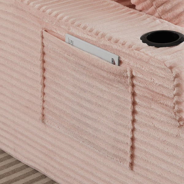 English Elm Oversized Corduroy Chaise Lounge Sofa Ready to Use Pocket Spring Living Room Sleeper Pink W2339P502190