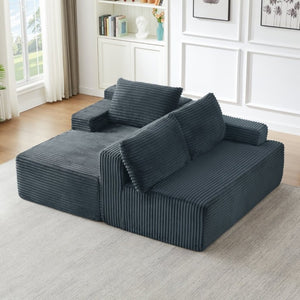 English Elm L-Shaped Corduroy Cloud Sectional Modular Sofa Deep Seat Lounger for Any Living Space W2339P513152