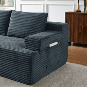 English Elm L-Shaped Corduroy Cloud Sectional Modular Sofa Deep Seat Lounger for Any Living Space W2339P513152