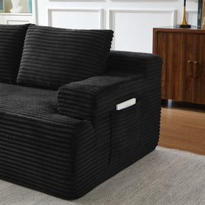 English Elm L-Shaped Corduroy Cloud Sectional Modular Sofa Deep Seat Sleeper for Living Room W2339P513156