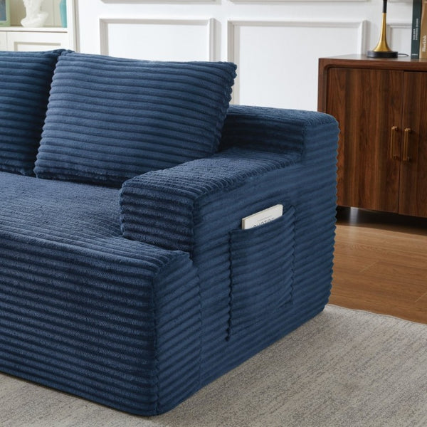 English Elm L-Shaped Corduroy Cloud Sectional Deep Seat Modular Sofa for Lounging in Any Room W2339P513158