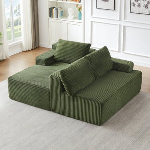 English Elm L-Shaped Modular Cloud Sectional with Corduroy Upholstery Deep Seat for Living Spaces W2339P513162