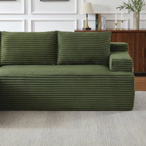 English Elm L-Shaped Modular Cloud Sectional with Corduroy Upholstery Deep Seat for Living Spaces W2339P513162