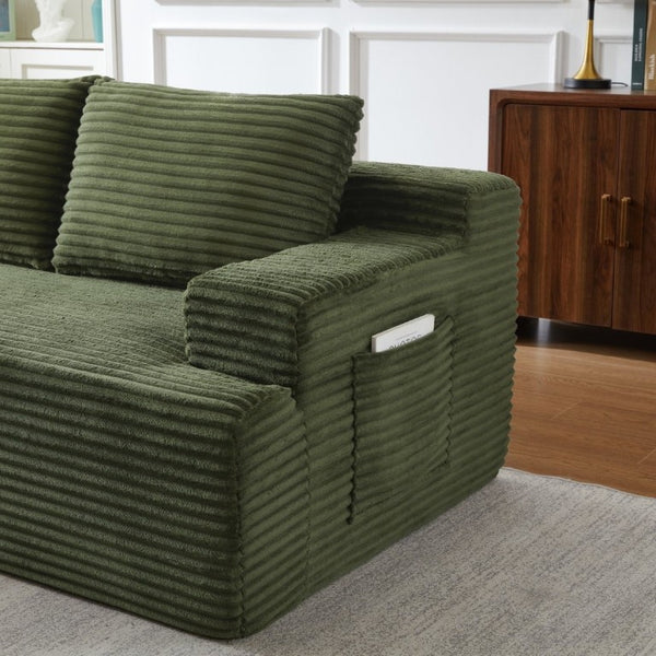 English Elm L-Shaped Modular Cloud Sectional with Corduroy Upholstery Deep Seat for Living Spaces W2339P513162