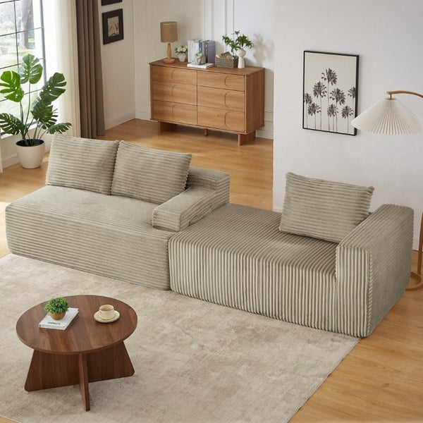 English Elm L-Shaped Corduroy Cloud Sectional with Pocket Spring Support for Modern Living Spaces W2339P513164