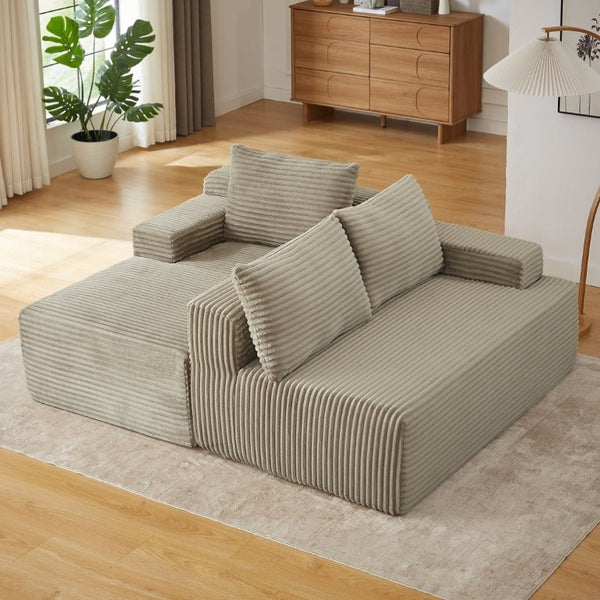 English Elm L-Shaped Corduroy Cloud Sectional with Pocket Spring Support for Modern Living Spaces W2339P513164