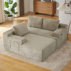 English Elm L-Shaped Corduroy Cloud Sectional with Pocket Spring Support for Modern Living Spaces W2339P513164