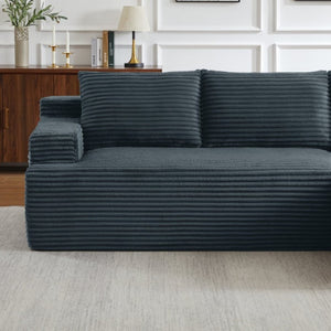 English Elm L-Shaped Corduroy Cloud Sectional Modular Sofa Deep Seat Sleeper for Any Living Space W2339P513166
