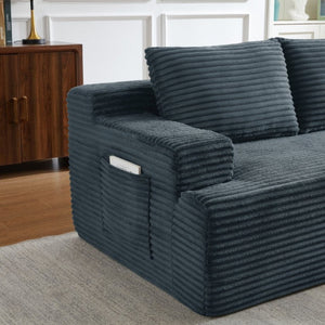 English Elm L-Shaped Corduroy Cloud Sectional Modular Sofa Deep Seat Sleeper for Any Living Space W2339P513166