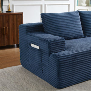 English Elm L-Shaped Modular Cloud Sectional Corduroy Sofa Deep Seat Lounger for Living Spaces W2339P513169