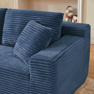 English Elm L-shaped Modular Cloud Sectional with Corduroy Upholstery Deep Seat Sleeper Sofa Blue - A W2339S00128