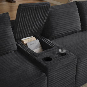 English Elm Compressible Corduroy U-Shaped Sectional Cloud Sofa Modular Living Room Couch Dark Grey W2339S00173