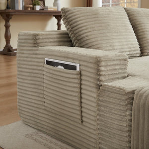 English Elm Compressible Corduroy U-Shaped Sectional Cloud Sofa Modular Living Room Couch Camel W2339S00174