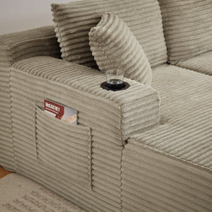 English Elm Chenille Modular U-Shaped Sectional Sofa with Pocket Spring Cloud Comfort for Living Rooms Camel W2339S00175