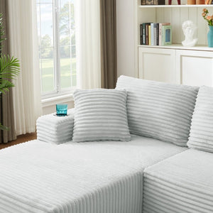 English Elm Chenille Modular U-Shaped Sectional Sofa with Pocket Spring Cloud Comfort for Living Rooms Light Grey W2339S00177