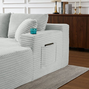 English Elm Chenille Modular U-Shaped Sectional Sofa with Pocket Spring Cloud Comfort for Living Rooms Light Grey W2339S00177